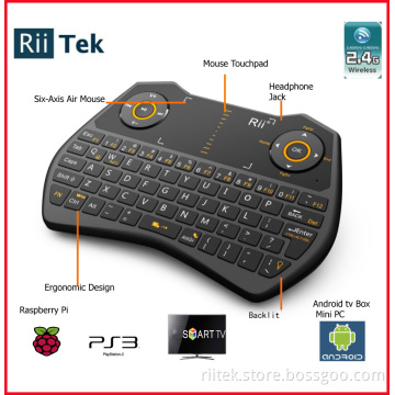 Rii Mini I28 Multimedia Wireless Keyboard + Six-Axis Air Mouse + Touchpad+Headphone Jack+ Backlight